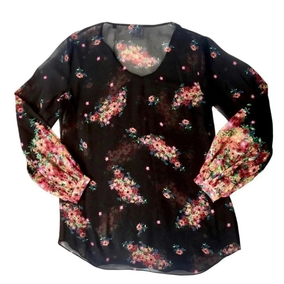 Cabi Blooming Black Floral Peasant Blouse - Picture 4 of 4